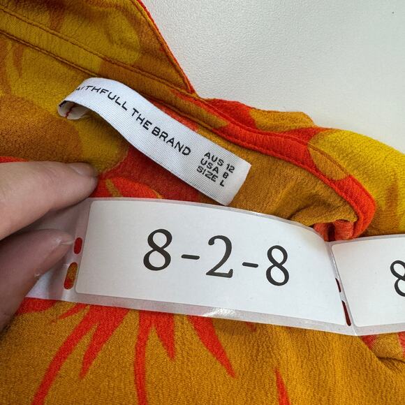 Faithful The Brand Dress Womens 8 Orange Odette Floral Print Mini - Picture 5 of 12